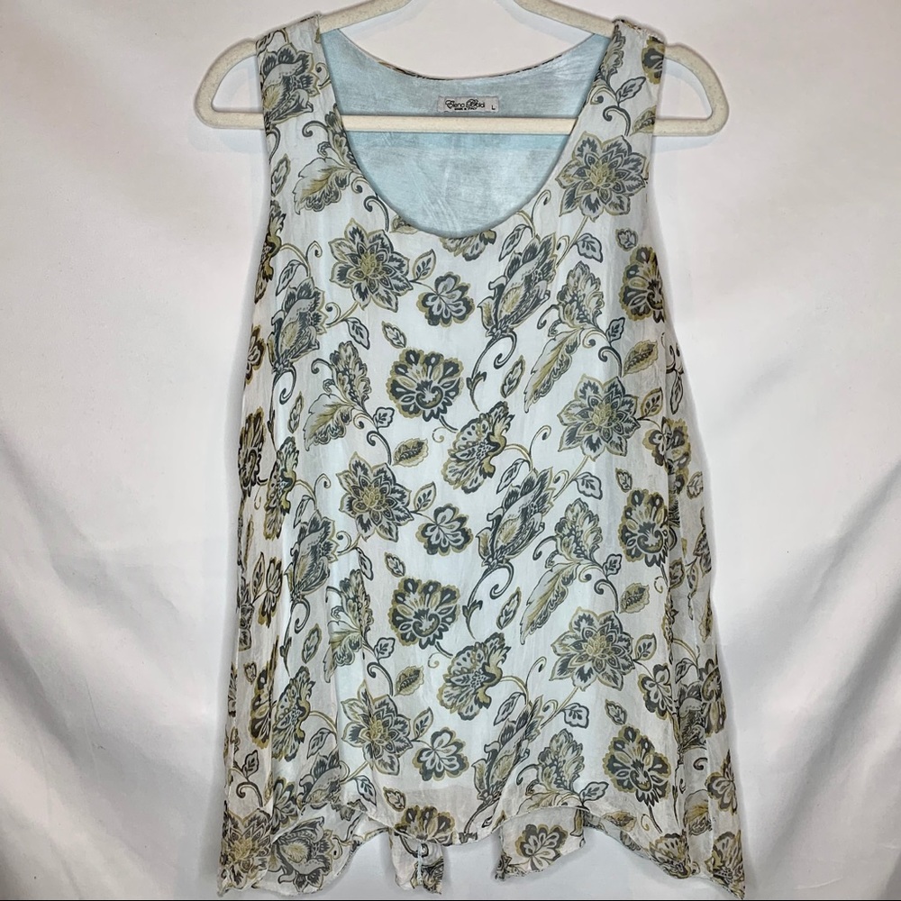 Elena Baldi Silk Blend Floral Tank Top